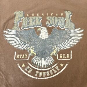 SHEIN American Free Soul Eagle T-Shirt Brown Biker Retro Graphic Tee Size Medium